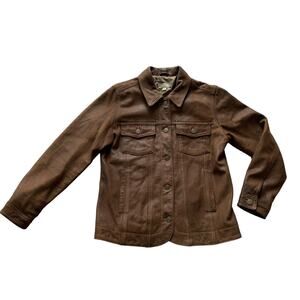 The Territory Ahead Leather Jacket Southwestern Trucker Petite Lined Brown